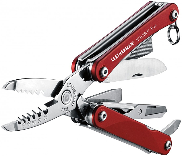 Leatherman Squirt ES4 Red - leather sheath